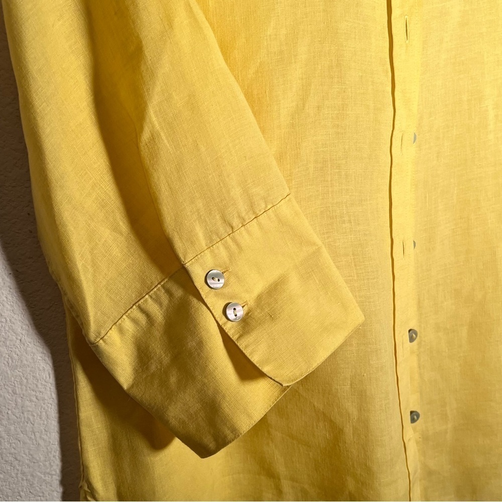 Chico's Yellow Button Down Shirt Size Medium - Picture 4 of 12